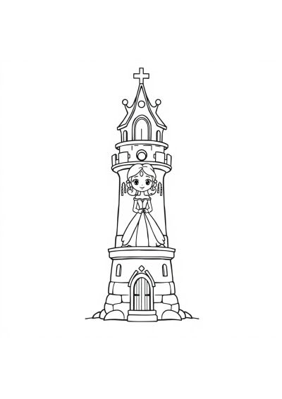 Friendly Princess In Tower Coloring Page