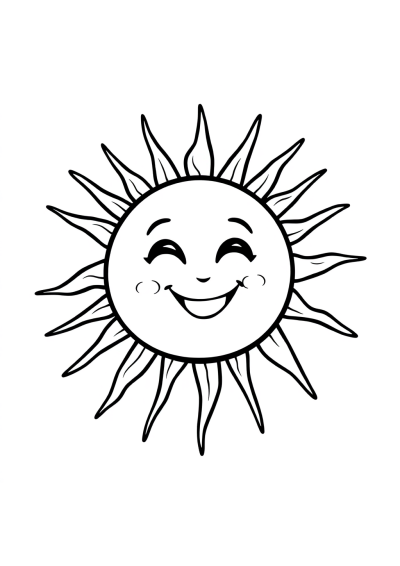 Friendly Sun With Rays Coloring Page