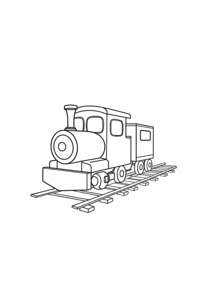 Friendly Train On Tracks Coloring Page