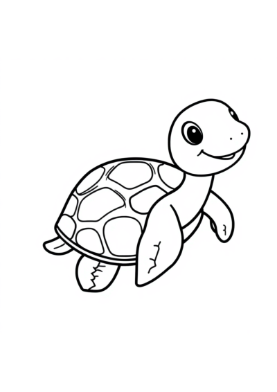 Friendly Turtle Swimming Coloring Page