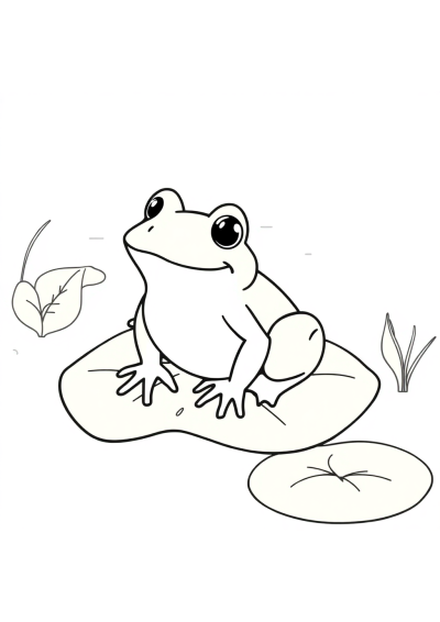 Frog On Lily Pad On Beach Coloring Page