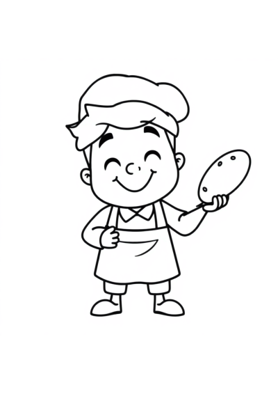Funny Baker With Bread Coloring Page