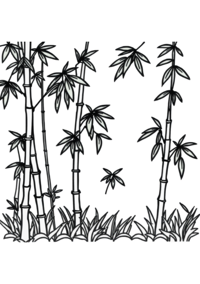 Funny Bamboo Forest Coloring Page