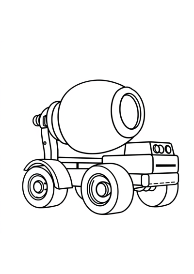 Funny Cement Mixer Coloring Page