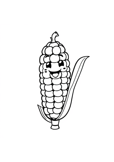 Funny Corn On Cob Coloring Page