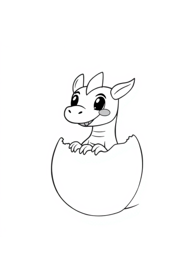 Funny Dragon Egg Hatching Coloring Page