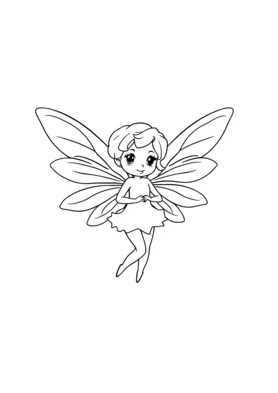 Funny Fairy With Wings Coloring Page