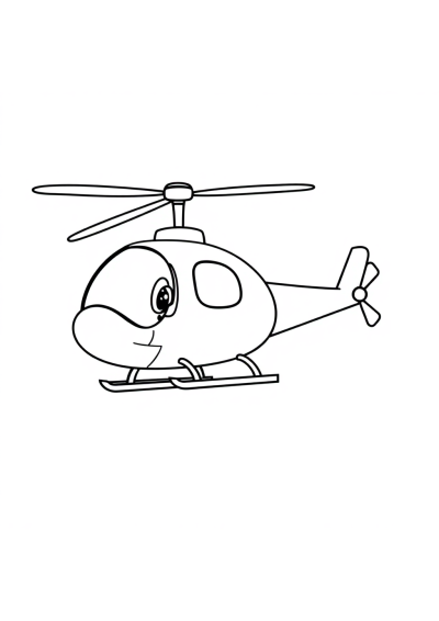 Funny Helicopter Flying Coloring Page