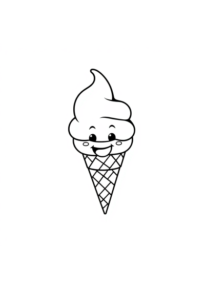 Funny Ice Cream Cone Coloring Page