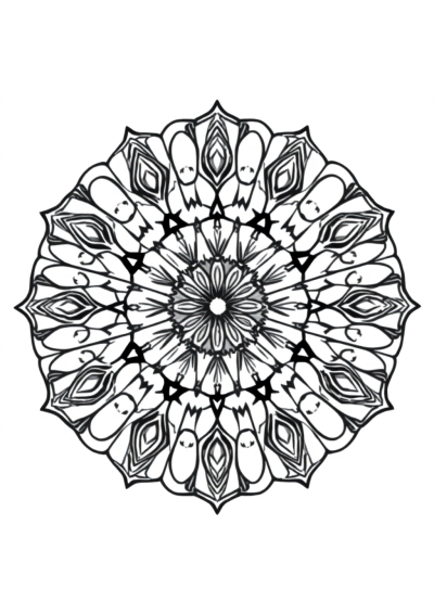 Funny Kaleidoscope Mandala Coloring Page