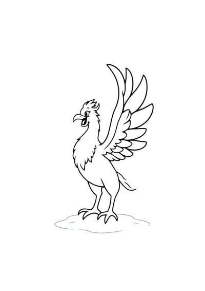 Funny Phoenix Rising Coloring Page