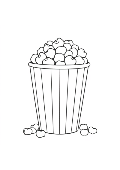 Funny Popcorn Bucket Coloring Page
