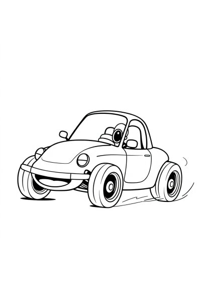 Funny Race Car Speeding Coloring Page