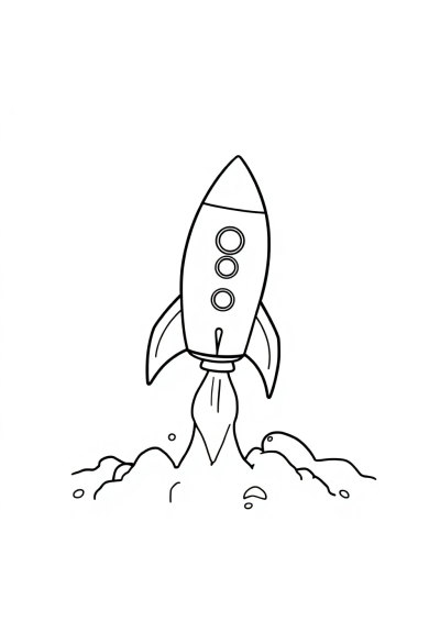 Funny Rocket Launching Coloring Page