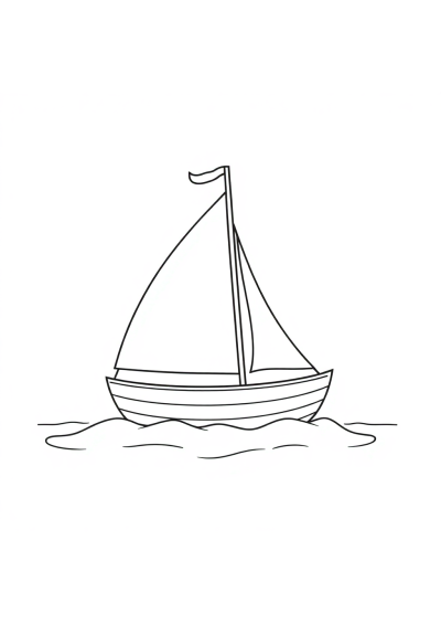 Funny Sailboat On Water Coloring Page