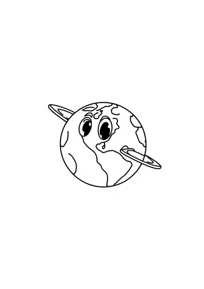 Funny Satellite Orbiting Earth Coloring Page