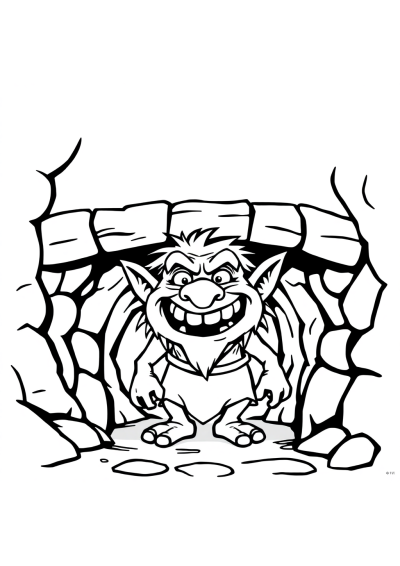 Funny Troll Under Bridge Coloring Page