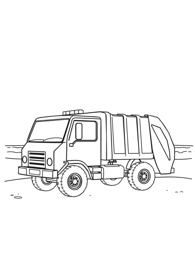 Garbage Truck On Beach Coloring Page