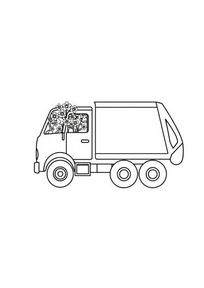 Garbage Truck With Flowers Coloring Page