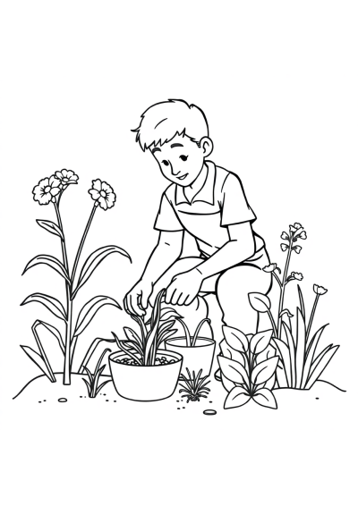 Gardener Planting Coloring Page