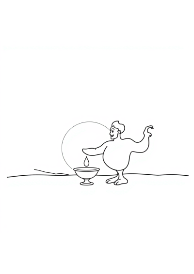Genie From Lamp At Sunset Coloring Page