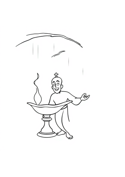Genie From Lamp In Rain Coloring Page