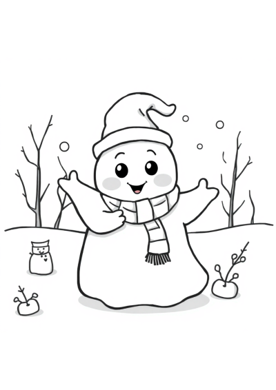Ghost Friendly In Winter Coloring Page