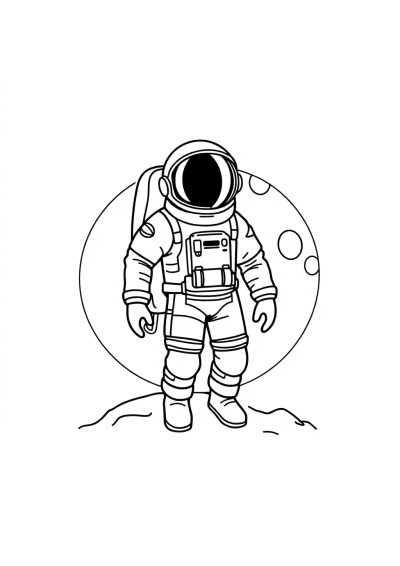 Giant Astronaut On Moon Coloring Page