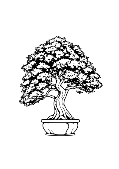Giant Bonsai Tree Coloring Page