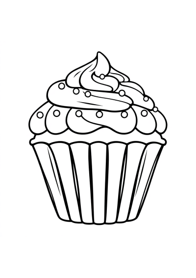 Giant Cupcake Decorated Coloring Page