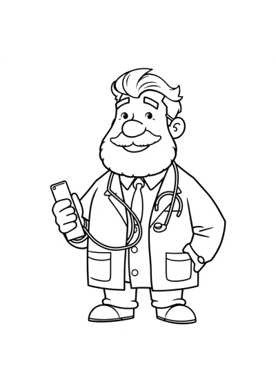 Giant Doctor With Stethoscope Coloring Page