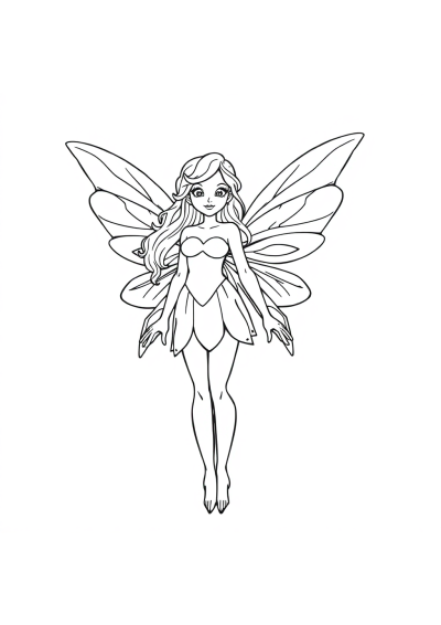 Giant Fairy With Wings Coloring Page