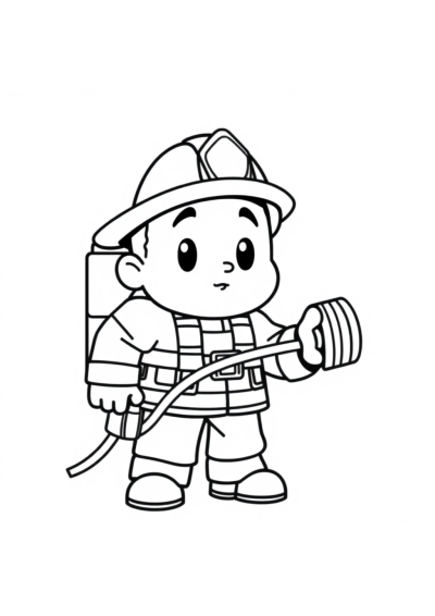 Giant Firefighter With Hose Coloring Page
