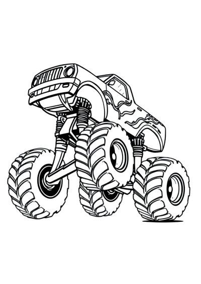 Giant Monster Truck Jumping Coloring Page