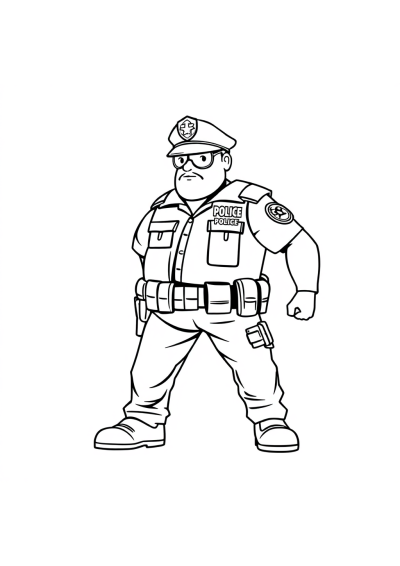 Giant Police Officer Coloring Page