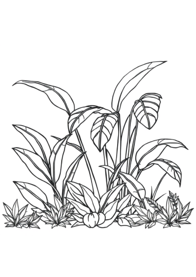 Giant Rainforest Plants Coloring Page