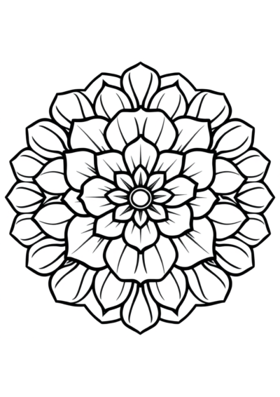 Giant Rose Mandala Pattern Coloring Page