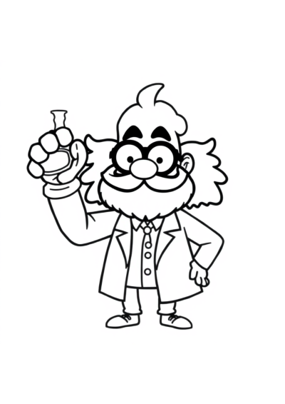 Giant Scientist With Beaker Coloring Page