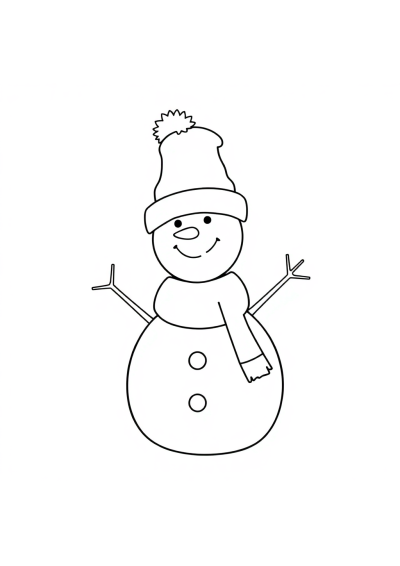 Giant Snowman With Hat Coloring Page
