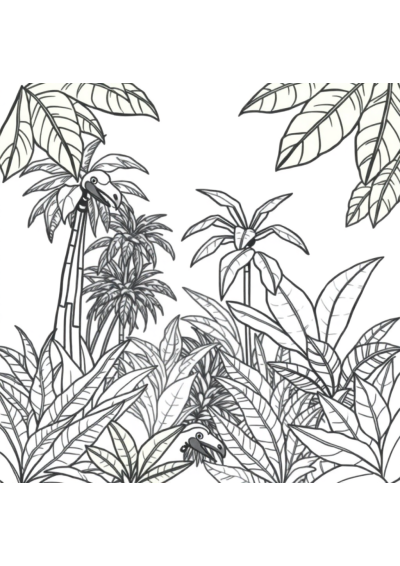 Giant Tropical Jungle Coloring Page
