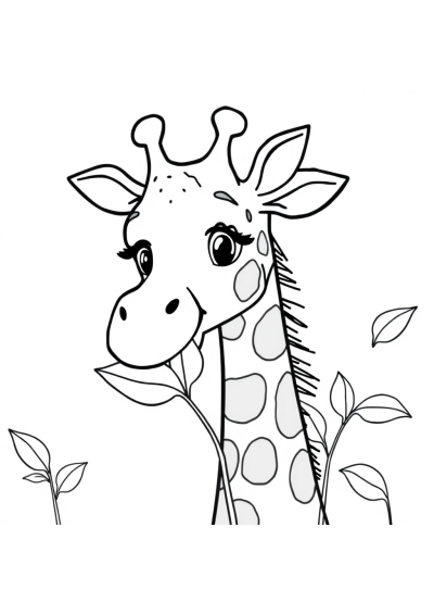 Giraffe Eating Leaves Coloring Page