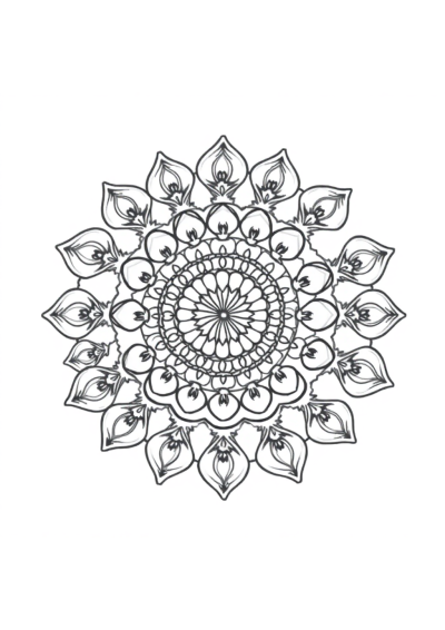 Graceful Abstract Spiral Mandala Coloring Page