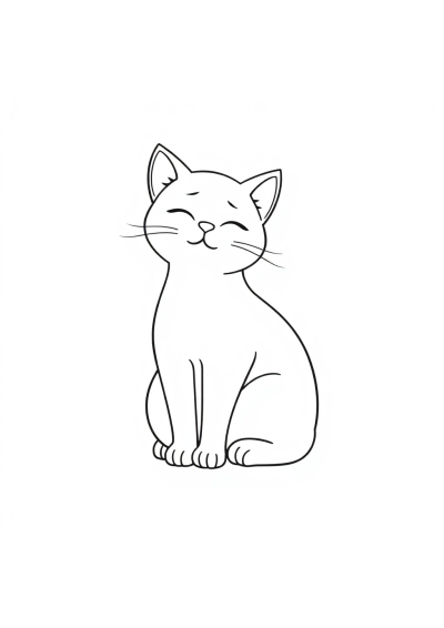 Graceful Cute Cat Sitting Coloring Page