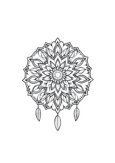 Graceful Dreamcatcher Mandala Coloring Page