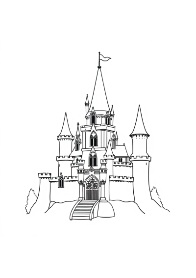 Graceful Enchanted Castle Coloring Page