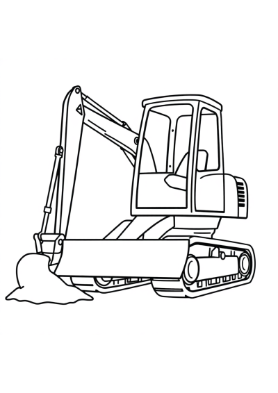 Graceful Excavator Digging Coloring Page
