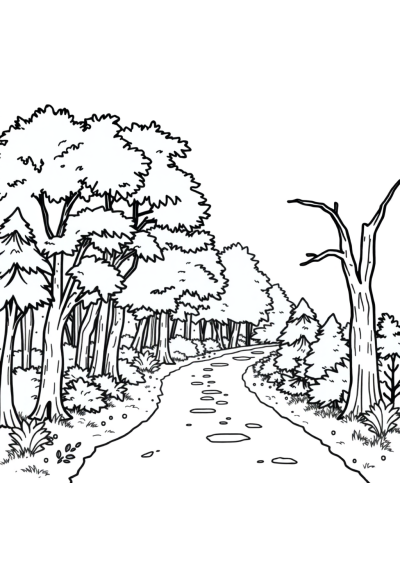 Graceful Forest Path Coloring Page