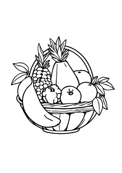 Graceful Fruit Basket Coloring Page