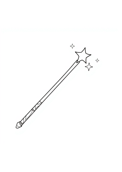 Printable Graceful Magic Wand Coloring Page
