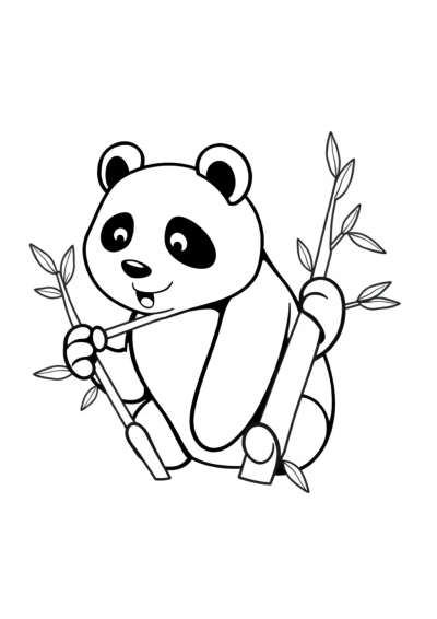 Graceful Panda Eating Bamboo Coloring Page